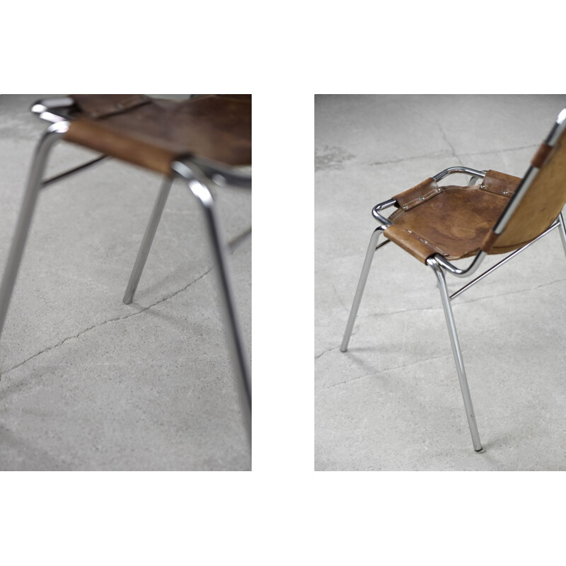 Cadeira vintage Les Arcs em pele, selecção de Charlotte Perriand, 1960
