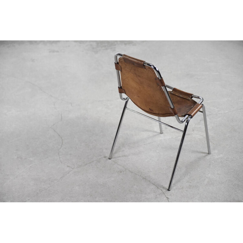 Vintage Les Arcs leren stoel, Charlotte Perriand selectie, 1960