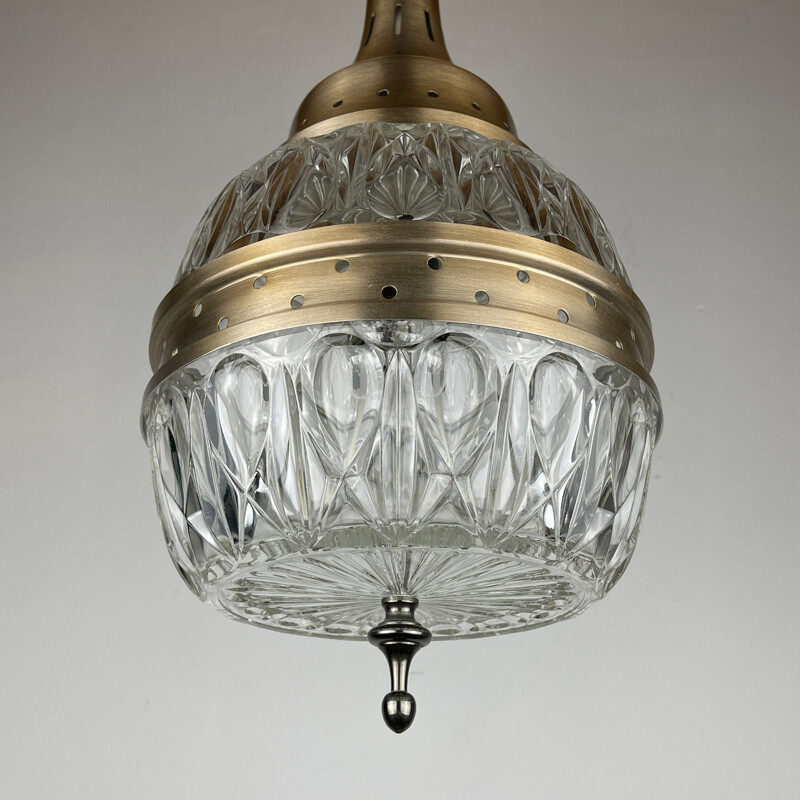 Vintage glazen hanglamp, Italië 1960