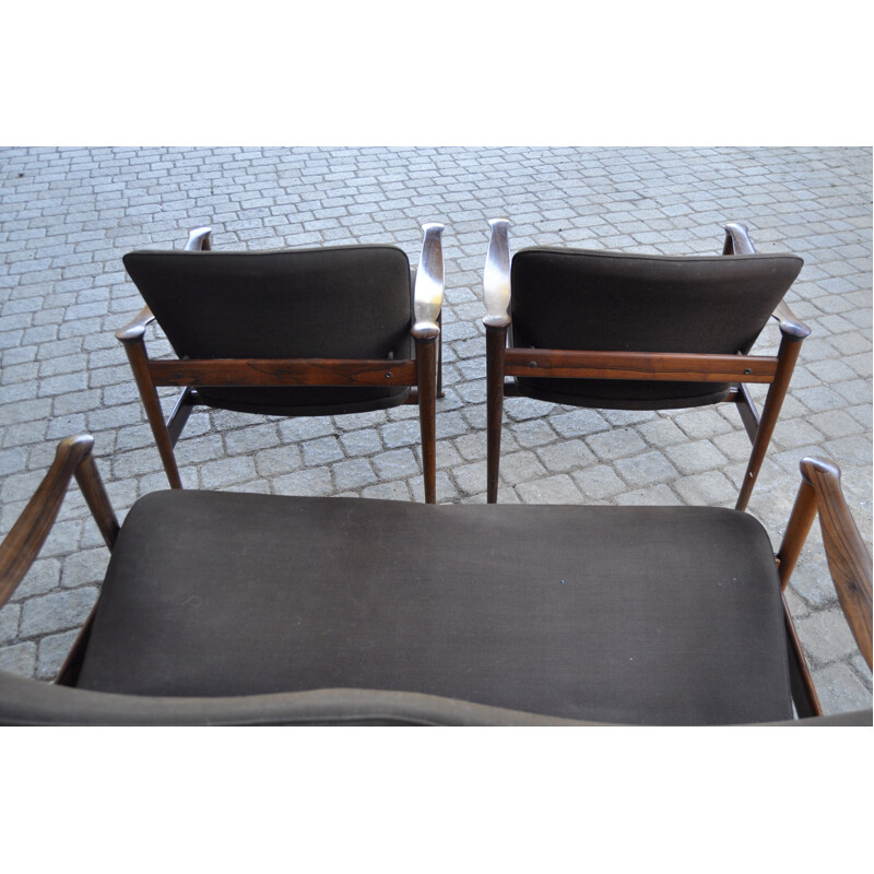 Suite d'un canapé et d'une paire de fauteuils, Frederick KAYSER - 1950 