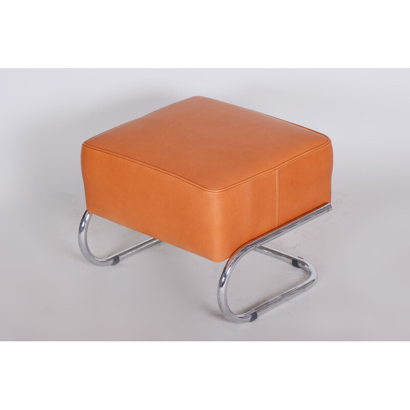 Vintage orange Slezak footrest, 1930s