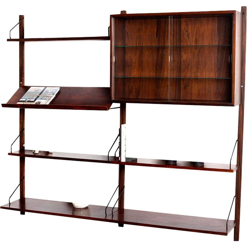 Vintage rosewood wall unit by Poul Cadovius for Cado, Denmark 1960s