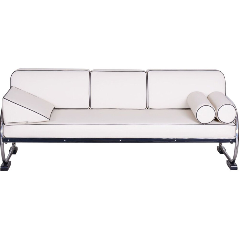 Vintage white leather sofa by Slezak Factories, 1930s