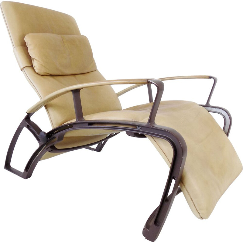 Vintage Ip84S leather armchair by Ferdinand A. Porsche for Interprofil