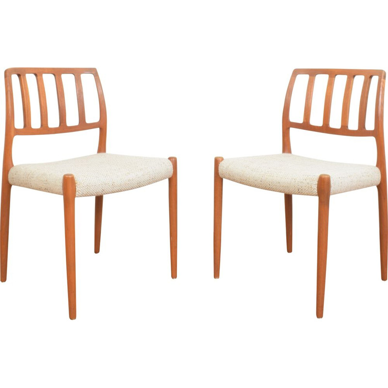 Pair of mid-century model 83 Danish dining chairs by Niels O. Møller for J.L. Møller, 1960s