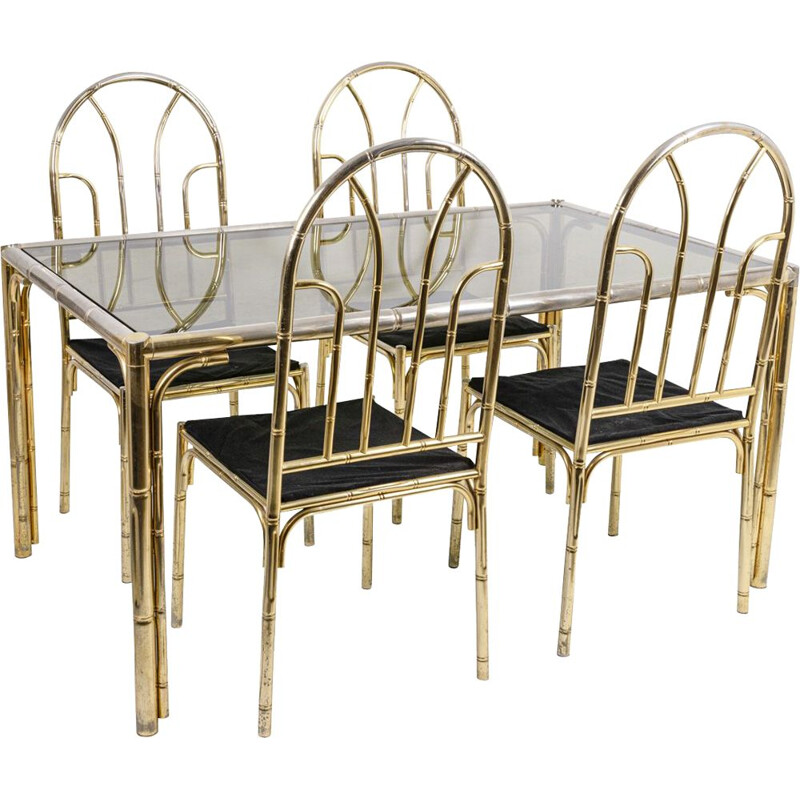 Vintage silver plated brass dining set, 1980