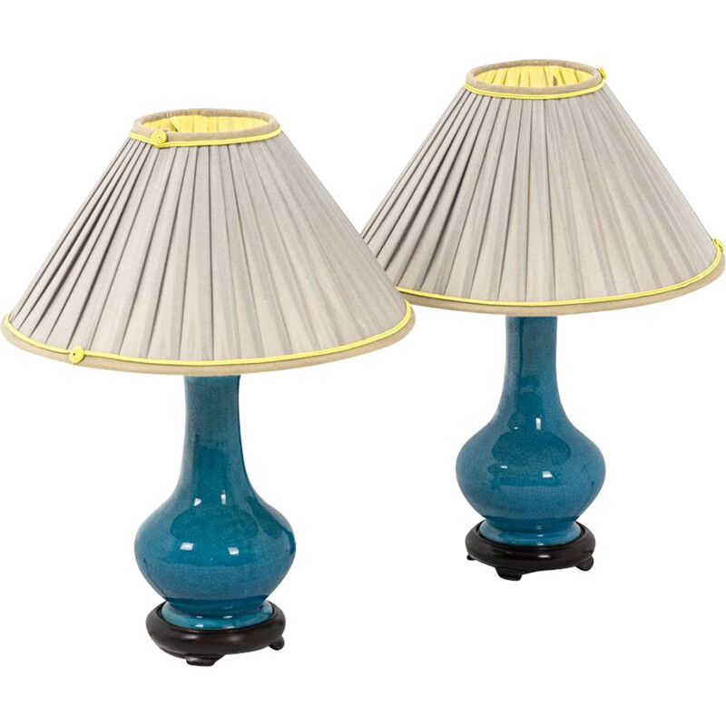 Paire de lampes vintage en céramique par Pol Chambost