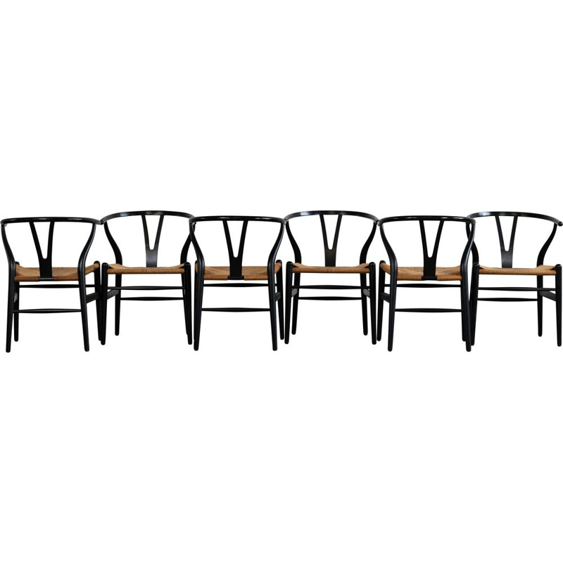 Juego de 6 sillas de madera vintage de Hans Jorgen Wegner, 1960