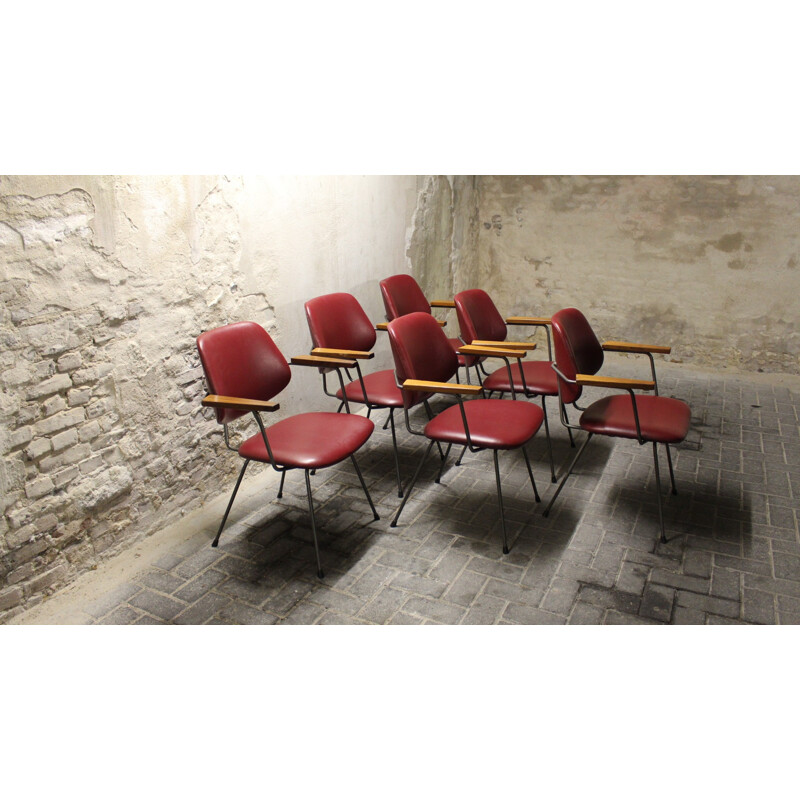 Set of 6 Industrial Kembo chairs, W H GISPEN - 1950s