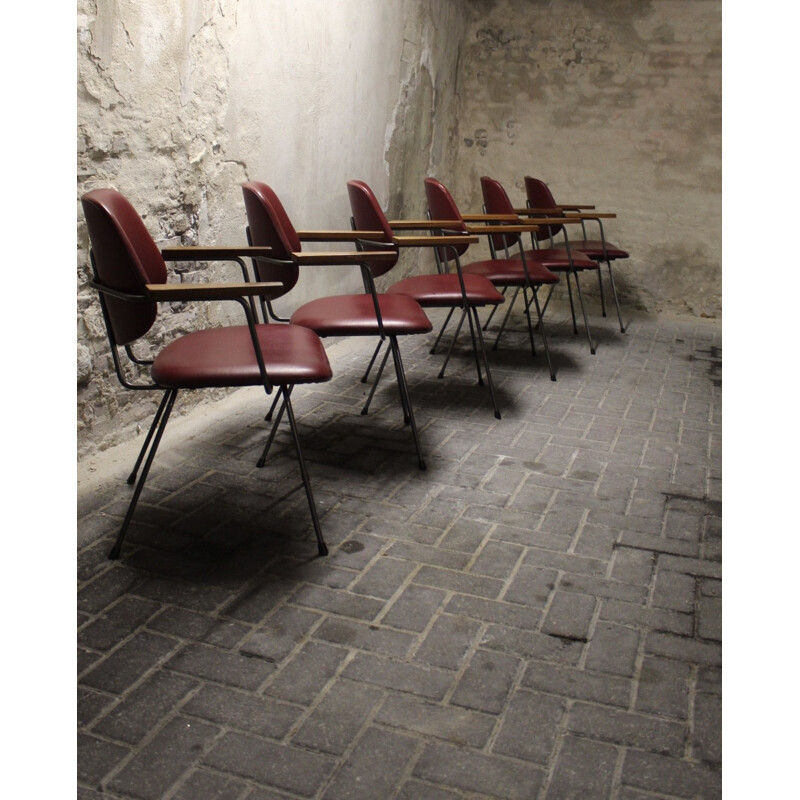 Set of 6 Industrial Kembo chairs, W H GISPEN - 1950s