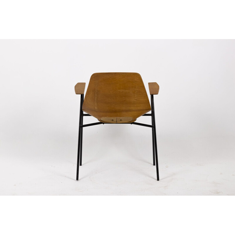 Sillón vintage de madera contrachapada de Pierre Guariche, 1960