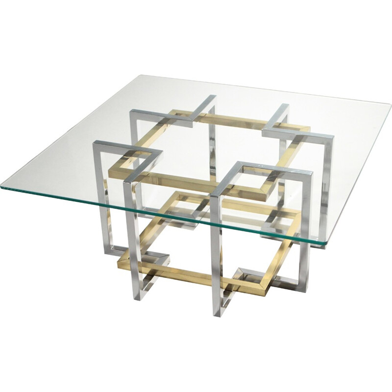 Coffee table in brass and chrome, Pierre CARDIN - 1970s