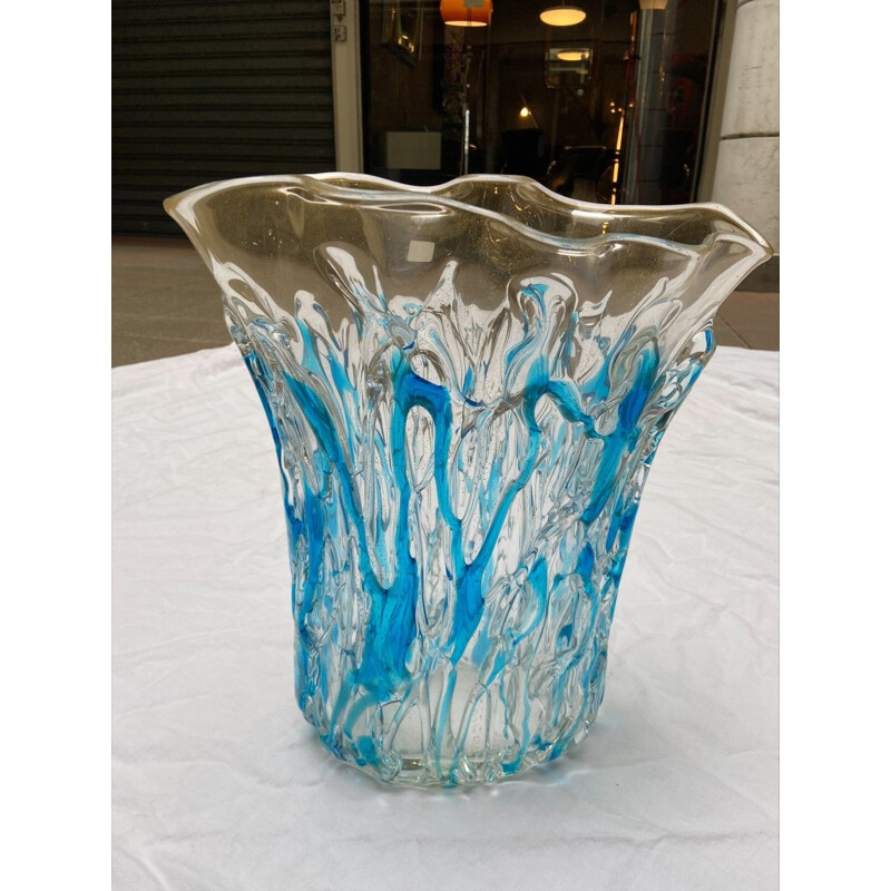 Vase vintage bleu par Sergio Costantini