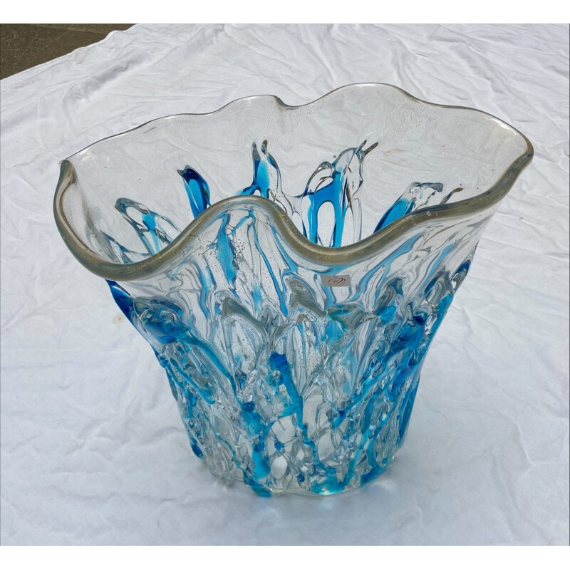 Vintage blue vase by Sergio Costantini