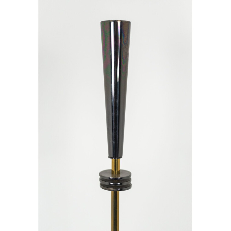Quasar" vintage floor lamp in gold and iridescent metal by Maison Charles