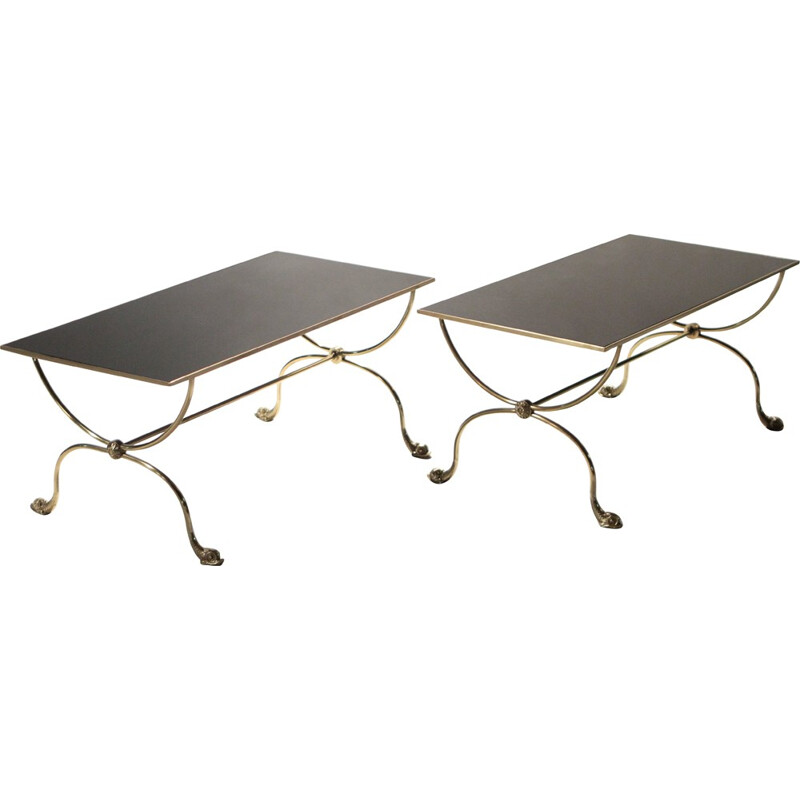 Pair of coffee tables Maison Jansen in brass - 1970s