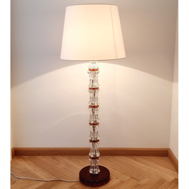 Lampadaire vintage en cristal superposé par Carl Fagerlund pour Orrefors, 1960