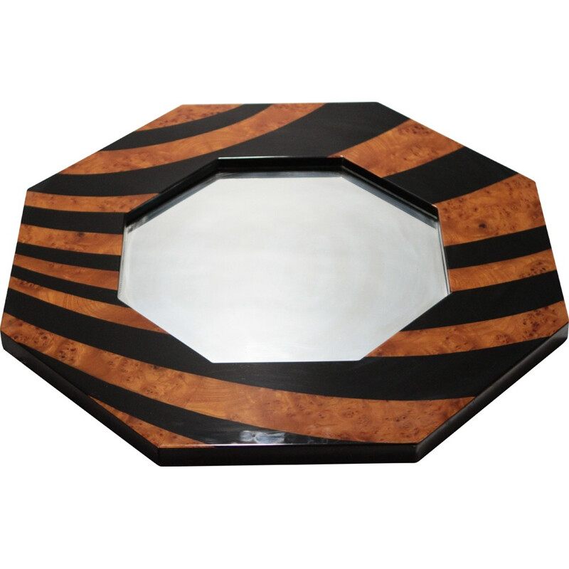 Mirror Romeo lacquered and magnifying glass of elm, Jean-Claude MAHEY - 1970s