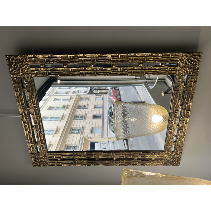 Vintage gilt bronze mirror by Luciano Frigerio, Italy 1970