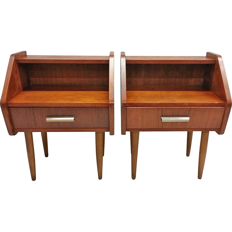 Pair of mid century teak night stands - 1950s