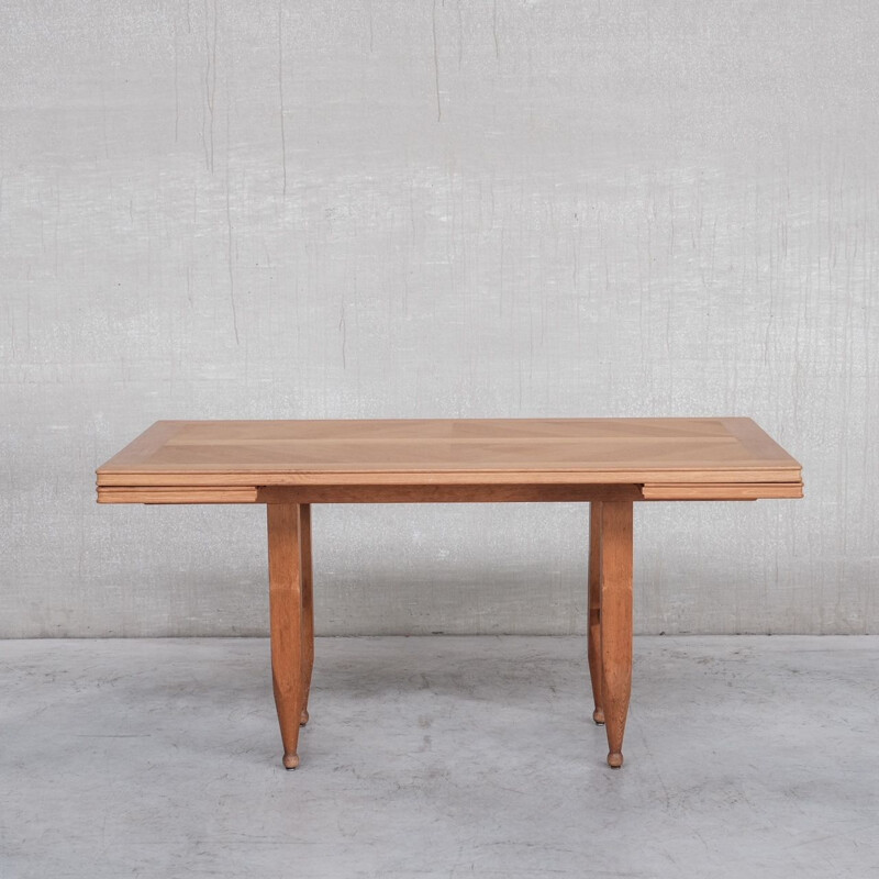 Oakwood mid-century dining table by Guillerme et Chambron, France 1960s