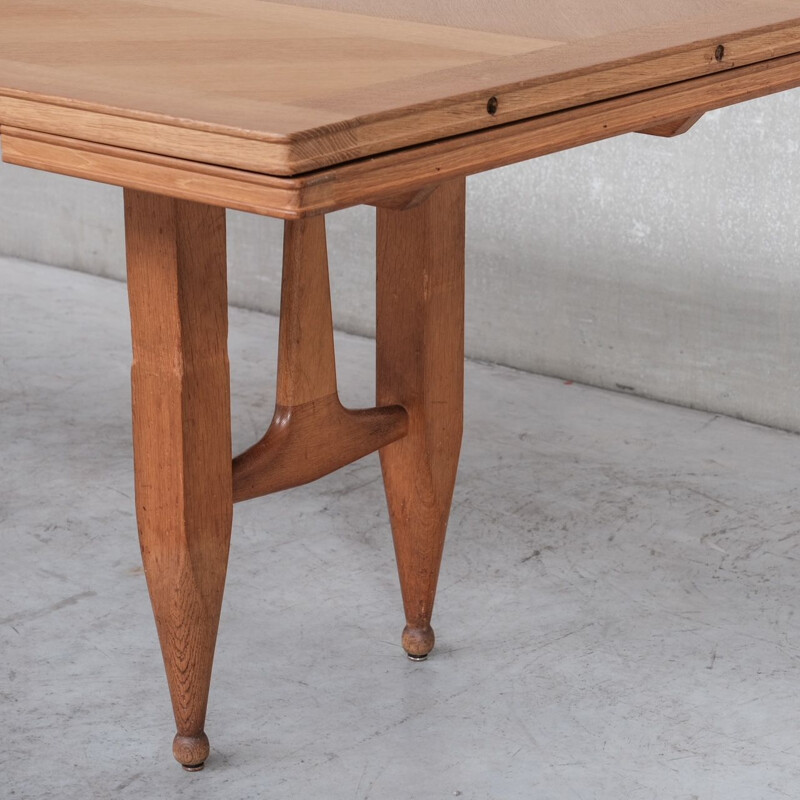 Oakwood mid-century dining table by Guillerme et Chambron, France 1960s