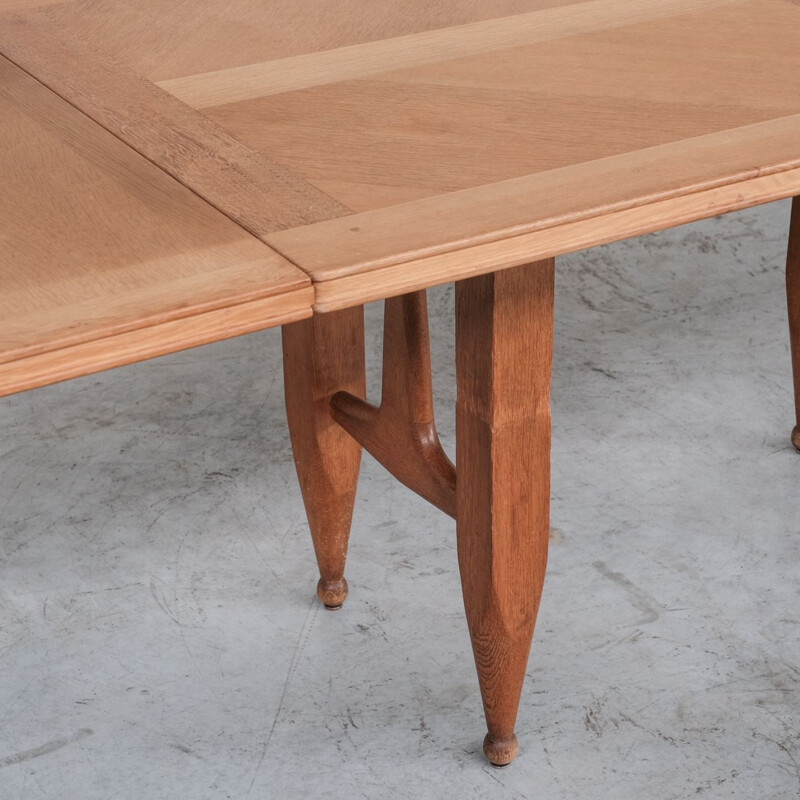 Oakwood mid-century dining table by Guillerme et Chambron, France 1960s