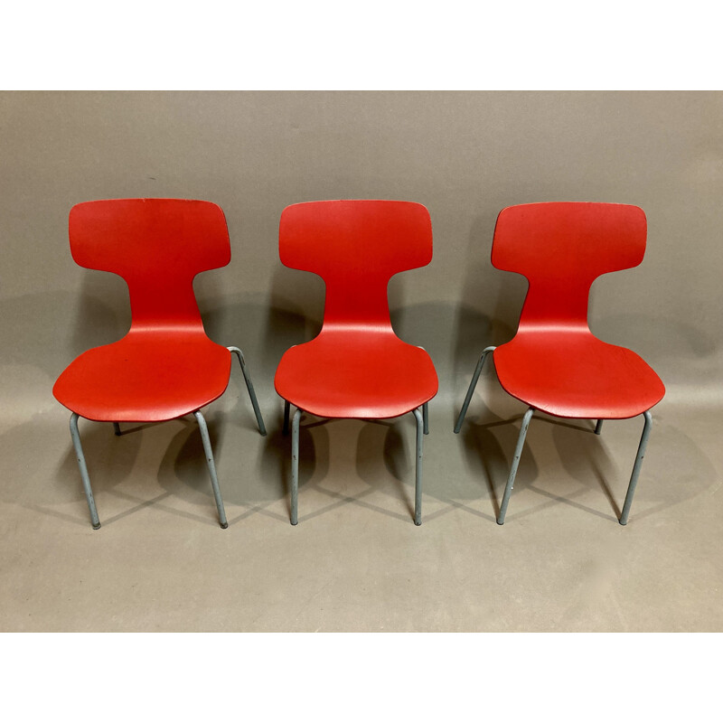 Set of 6 vintage child model chairs by Arne Jacobsen for Fritz Hansen, 1960s