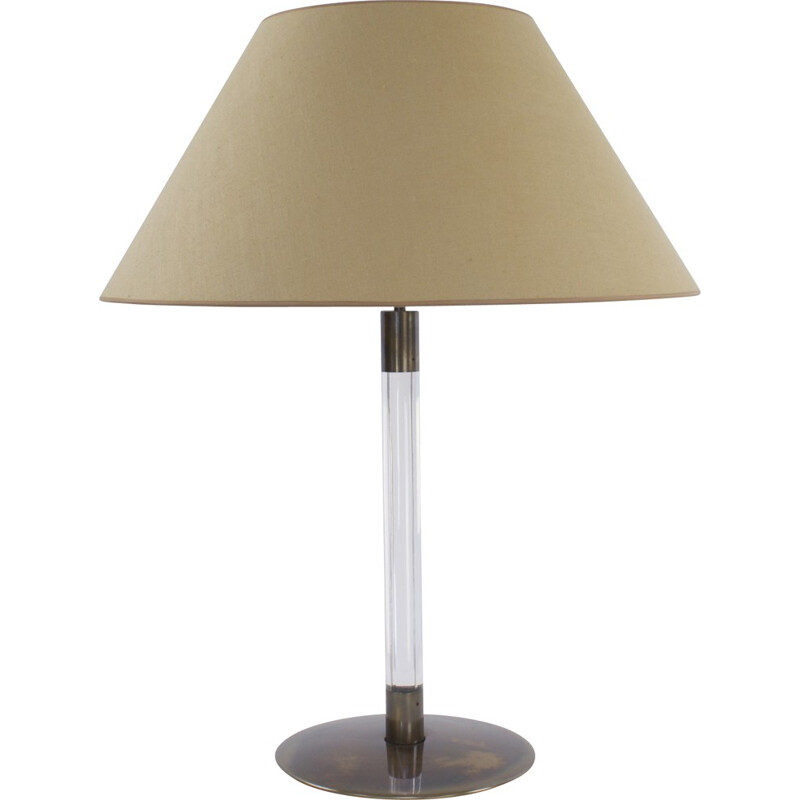 Table lamp in metal and beige fabric - 1970s