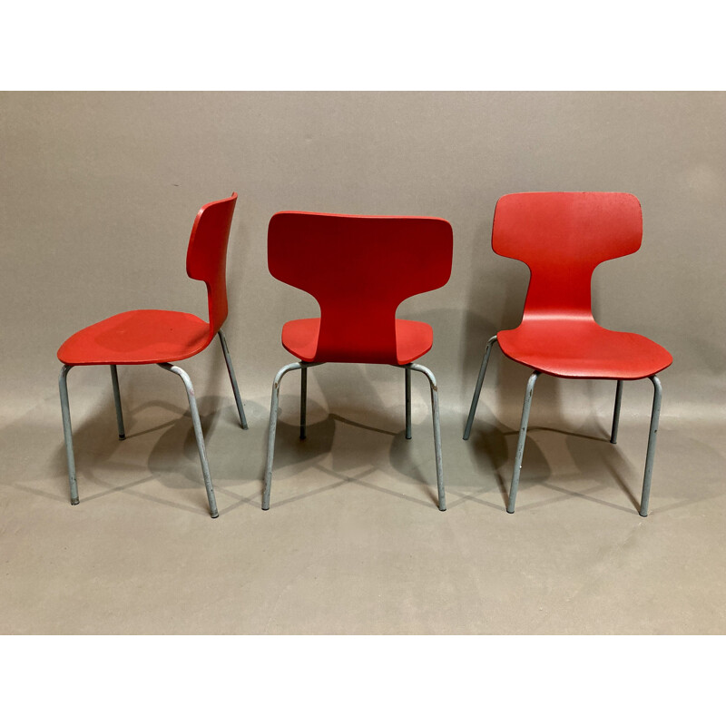 Set of 6 vintage child model chairs by Arne Jacobsen for Fritz Hansen, 1960s