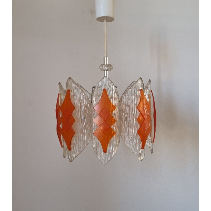 Mid century glass pendant lamp, Germany 1970