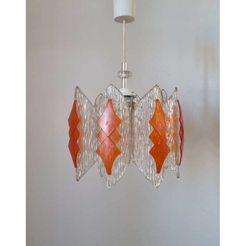 Mid century glass pendant lamp, Germany 1970