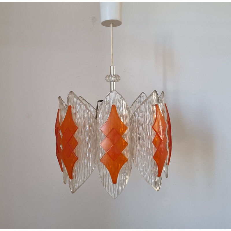 Mid century glass pendant lamp, Germany 1970