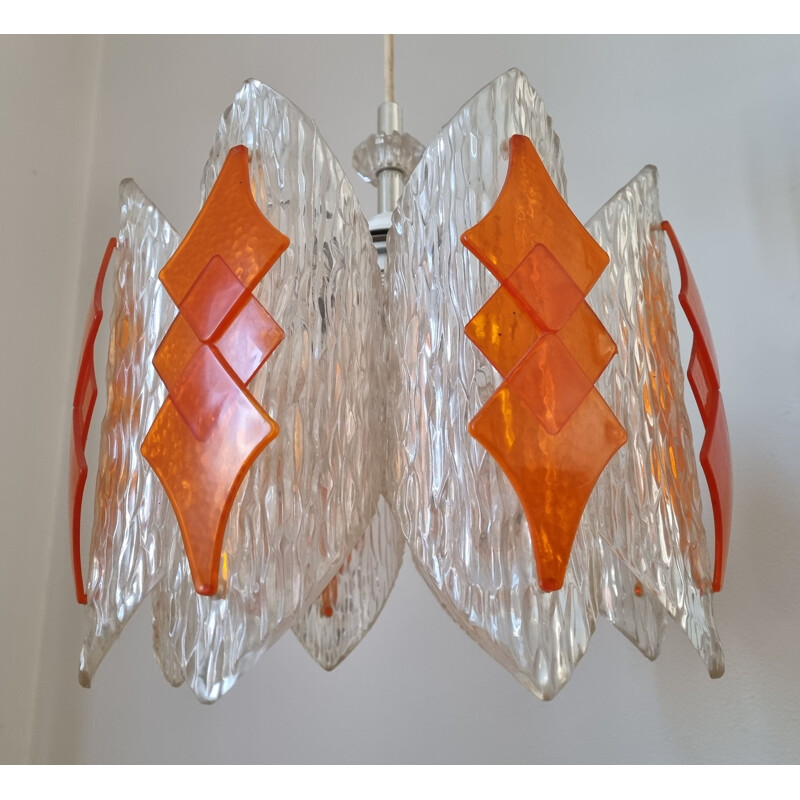 Mid century glass pendant lamp, Germany 1970