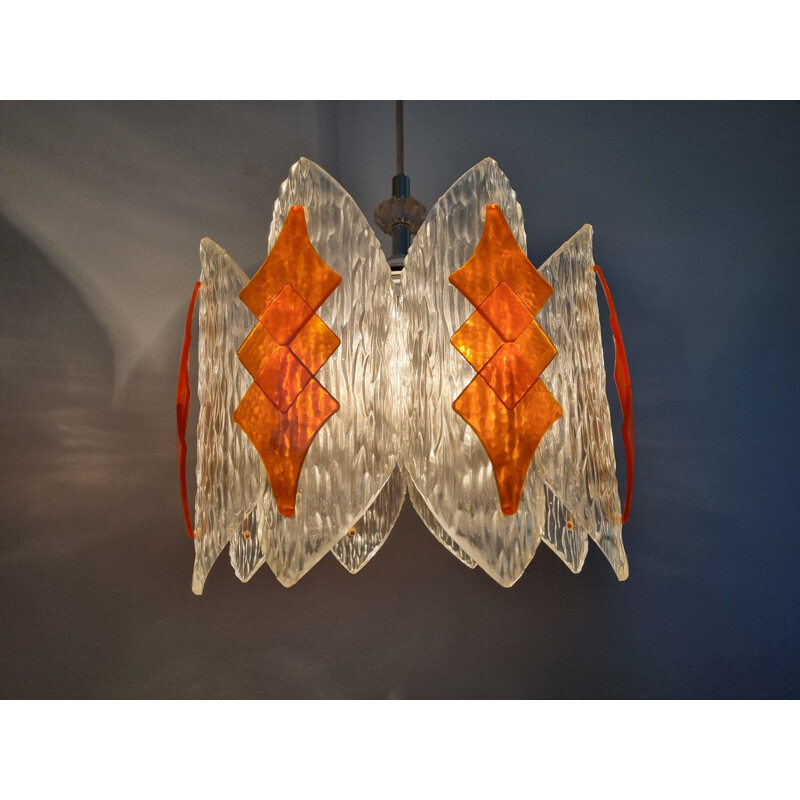 Vintage glazen hanglamp, Duitsland 1970