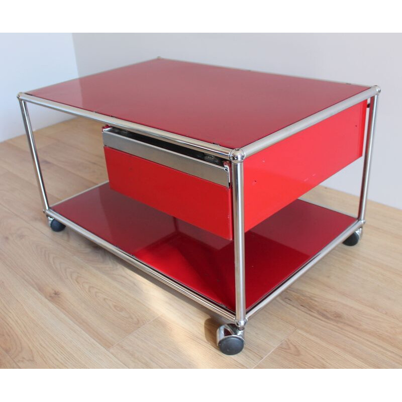 Vintage red coffee table by Usm Haller, 1970