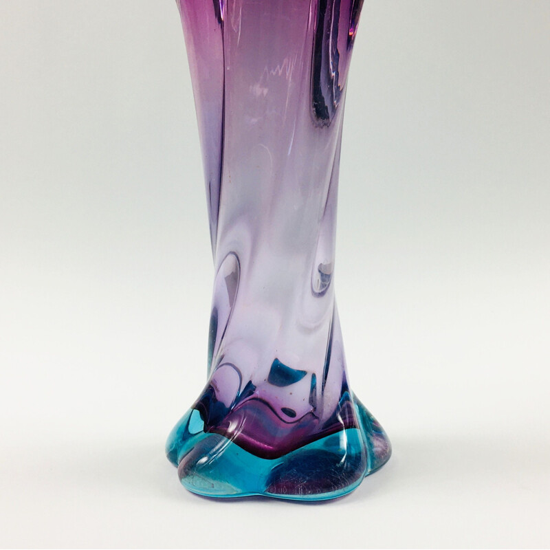 Vintage Murano twisted glass vase, 1960