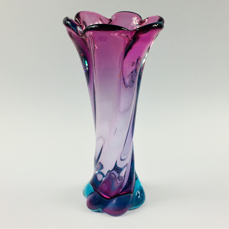 Vintage Murano twisted glass vase, 1960