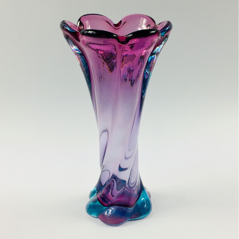 Vintage Murano twisted glass vase, 1960
