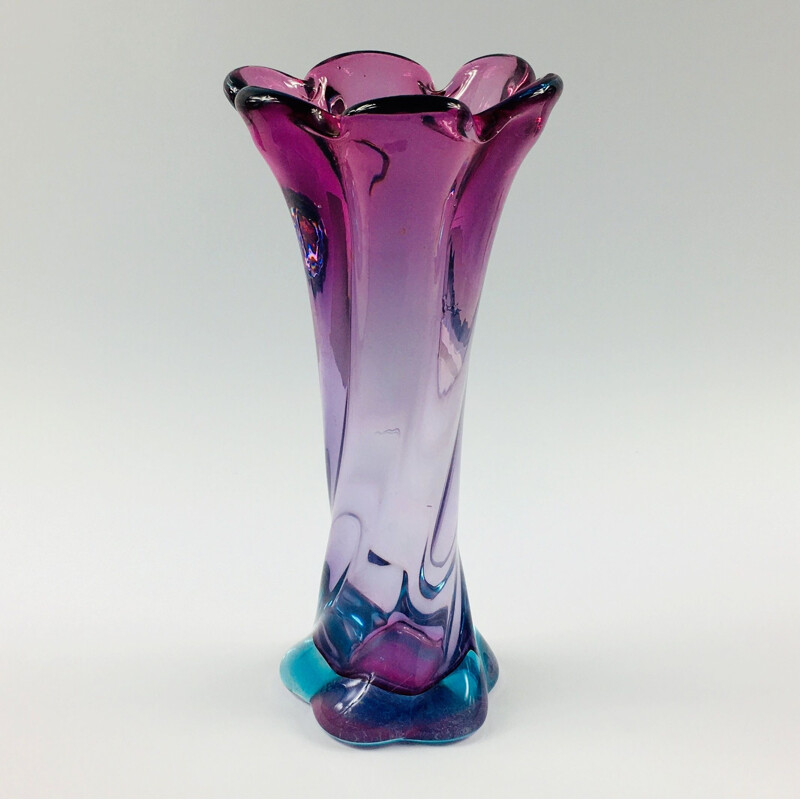 Vintage Murano twisted glass vase, 1960