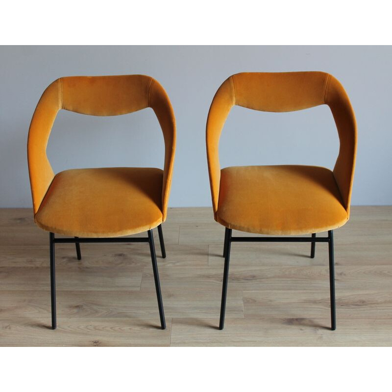 Pair of vintage velvet chairs, 1950