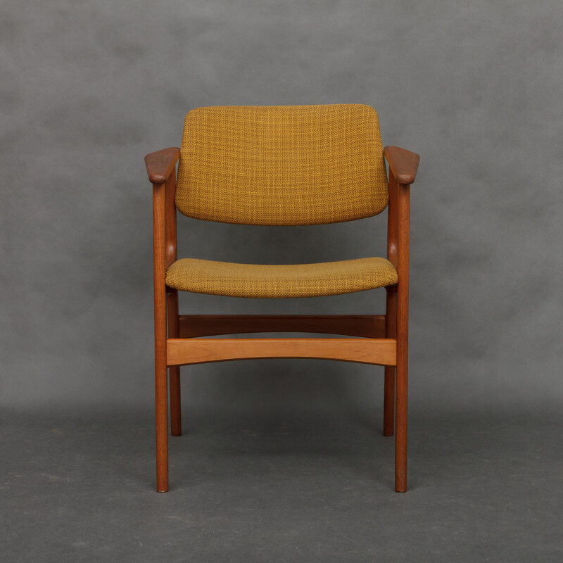 Danish Martin A. Betzer armchair in teak and mustard wool fabric - 1960s