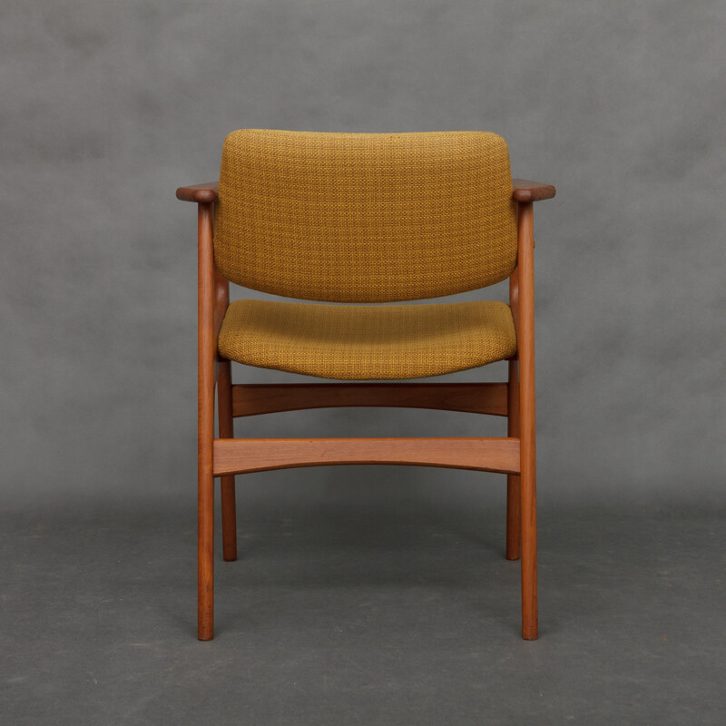 Danish Martin A. Betzer armchair in teak and mustard wool fabric - 1960s