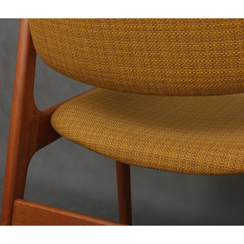 Danish Martin A. Betzer armchair in teak and mustard wool fabric - 1960s