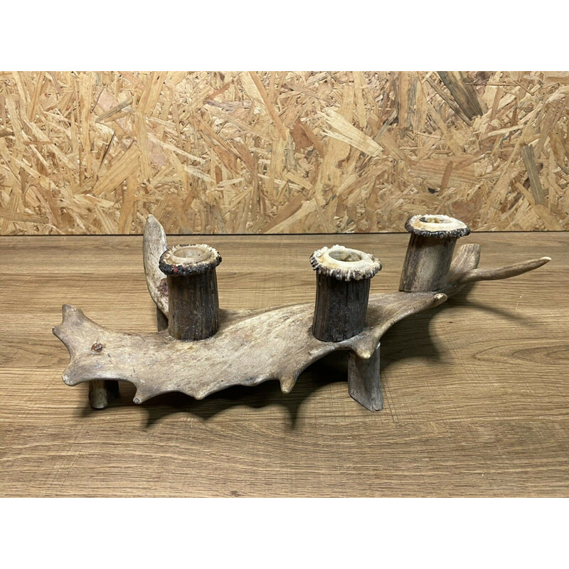 Vintage deer antler candle holder