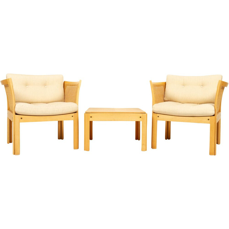 Danish vintage living room set by Illum Wikkelsø for Cfc Silkeborg, 1980s