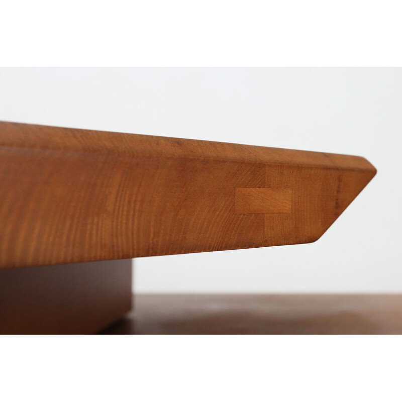 Vintage B40 desk in solid elm wood by Pierre Chapo, 1980