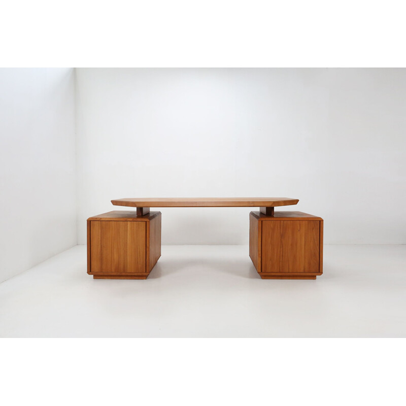 Vintage B40 desk in solid elm wood by Pierre Chapo, 1980