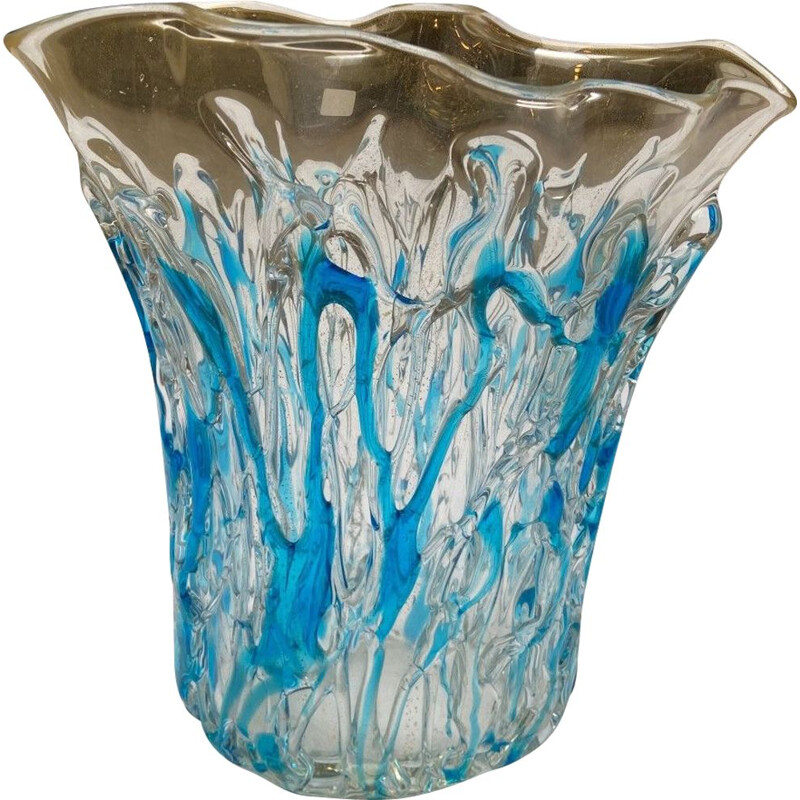 Vintage blue vase by Sergio Costantini