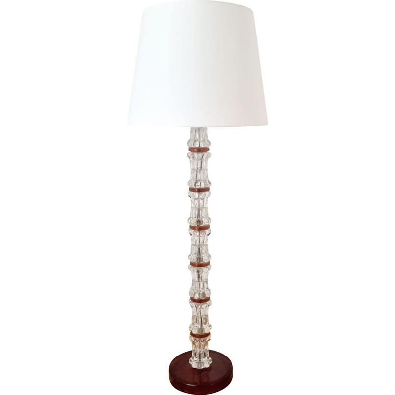 Lampadaire scandinave vintage en cristal de Carl Fagerlund pour Orrefors, 1960